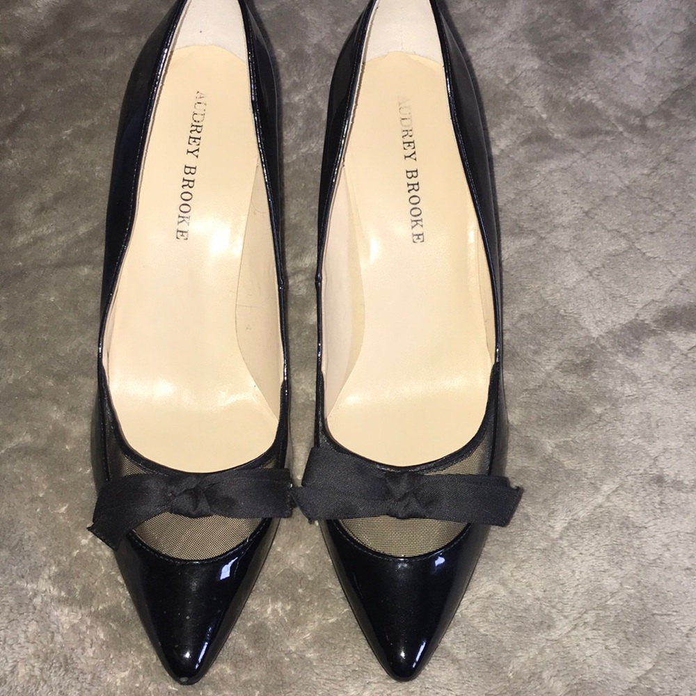 Audrey Brooke Patent Black Leather Heels